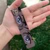 Keychains Japanese Anime Lewd Lexington Eyes Pattern Leather Keychain Strap Keyrings Hanging GiftsHolder Bag Car Wallet Trinket