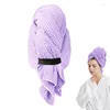 Serviette de bain en microfibre pour cheveux, Super absorbante, sèche, plus épaisse, bouclée, avec sangles élastiques