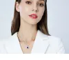 Hängen PSJ Fashion Luxury Jewelry Oval Cut Sapphire Stone Inlay Pendant Rhodium Plated S925 Sterling Silver Necklace For Women