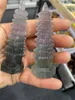 Dekorativa figurer 1st Natural Stone Fluorite Pagod Point Carved Wenchang Tower Energy and Chakra Crystal Healing Crystals