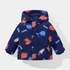 Manteau en duvet pour enfants, veste de bref paragraphe de dessin animé, à capuche, chaud et privé, vêtements de Ski pour bébé, en coton