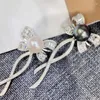 Dangle Earrings MeiBaPJ 9-10mm Natural White Pearl Fashion Bow Drop 925 Silver Empty Tray Fine Charm Wedding Jewelry For Women