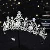 Light Blue Crystal Tiara Crown Princess Bridal Wedding Headband Hair Jewelry Accessories Fashion Headdress Pageant Prom Ornaments 289p