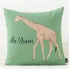 Oreiller Style nordique Animal girafe plante verte fleur imprimé forme carrée couverture pour canapé maison lombaire taie d'oreiller