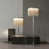 Golvlampor nordiska moderna lyxiga tofs aluminium kedja golvljus vardagsrum studie sovrummet säng led dekoration bordslampa hem dekor yq240130