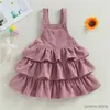 Girl's Dresses Toddler Baby Girl Overall Dress Cute Sleeveless Solid Color Layered Ruffle Suspender Dress Kid Summer Skirt Outfit