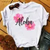 Women's T-Shirt Fashion Women T Womens Camper Life Aloha Flower Floral Print Graphic Tee Shirt Femme Top Tshirt Nice Ladies Pretty T-shirt 240130