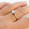 Anéis de casamento 6mm solitiare cupido corte redondo zircão cúbico pedra branco ouro cor anel de noivado para mulheres jóias bijoux venda bague