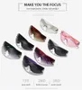 Rimless Solglasögon överdimensionerade trendiga Y2K Wrap Around Punk One Piece Goggles Sport Sun Glasses Shares Driving Eyewear 230920