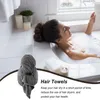 Serviette de bain en microfibre pour cheveux, Super absorbante, sèche, plus épaisse, bouclée, avec sangles élastiques