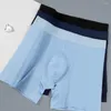 Underbyxor is silkboxare stammar man lång ben underkläder män sömlösa sport trosor andas mjuk gym fitness shorts