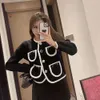 Vrouwen breien top designer truien mode brief grafisch wollen breisbreien jasje casual sweater met één borte trui tops