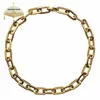 Thick Flat Rounded Rectangle Gold-color Link Chain Necklace Men Women Stainless Steel Fashion Jewelry 1 Piece 276r