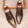 Oxfords – robe classique imprimée Crocodile pour hommes, mocassins formels en cuir véritable, doux, faits à la main, pour le bureau et les affaires