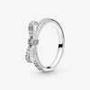Nytt märke 925 Sterling Silver Classic Bow Ring Pave Cubic Zirconia for Women Wedding Rings Fashion Jewelry212b