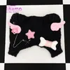 Harajuku Y2K Star Plush Bone Bone Dziurt Kat Woman Gothic Punk Angel Wings Black Beanie Hat Autumn Winter Warm Ear Protection Caps 240123