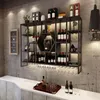 Platos decorativos colgados en la pared para restaurante, soporte para copas de vino, estante de Bar creativo al revés, soporte de exhibición de hierro forjado