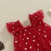 Robes de fille Été Enfants Filles Tulle Robe Brillant Coeur Imprimer Enfant Fille Fête D'anniversaire Robe Sling Vêtements Décontractés Robes De Princesse