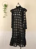 Sukienki przypadkowe pokrywaj przez Plaid Maxi Maxi Long Rleeve Summer Fash Fashion Street Club Klub Kobiety Kobiet Zagima czarna sukienka