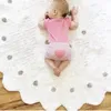 Tapis rond nordique en coton à pois, tapis de sol doux rose blanc, aire de jeu pour bébé, tapis de chambre à coucher pour enfants, décor de salon de maison Kawaii 240127