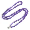 Strang OAIITE 8mm Lila Kristall Armband Gebet 108 Mala Perlen Rosenkranz Perlen Charm Halskette Schmuck Für Frauen Und Männer