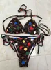 Classics Print Letter Bikini Set Designer Two Pieces Bikinis Halter Sexy Chain Push Up Swimsuit Blue Pink Fashion Swimwear Women Biquinis Fast Shipping New g888