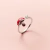 Cluster Rings Cute Dripping Red Mushroom Open Sterling 925 Silver Jewelry Diamonds Adjustable For Women Girl Gift Accessory287k