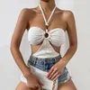 Tanks pour femmes Bodys de lien d'été Femmes Jumps Jumps Sexy Backless Bush Tops Style Slim Rompers Ladies Hole Lace-Up Camis