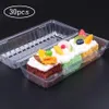 30st Clear Plastic Cup Cake Boxar och förpackning Transparent engångssushi Take Out Box Rektangel Fruit Bread Packing Bakery258J