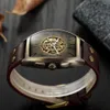 Relojes de moda Vitage para hombre, relojes Shenhua con calavera y esqueleto, reloj mecánico automático de cuero para hombre, reloj Masculino244C