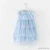 Mädchen Kleider 2023 Sommer Neue Mädchen Party Kleid Regenbogen Pailletten Geburtstag Prinzessin Kostüm Für Kinder Baby Urlaub Strand Baden Mesh kuchen Kleidung