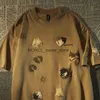 Męskie koszulki amerykańskie okrągły kreskówka luźna i wszechstronna koszulka dla mężczyzn kobiety wiosna prosta retro bf trend strój pary top y2KH24130
