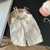 Hosen 2024 Sommer Mädchen Hosen Korea Kinder Tragen Kleinkind Baby Kleidung Nette Gestickte Schlinge