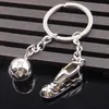 Keychains Creative Mini 3D Football Sneakers Keychain Simple Alloy Sports Shoes Soccer Shape Ball Pendant Key Ring Backpack Ornament Gift