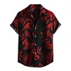 Casual overhemden voor heren Heren overhemd in etnische stijl met print, korte mouwen, kraag, knop, zomer, vintage, losse Hawaii-strand, enkele rij knopen
