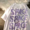 Herr t-shirts överdimensionerade t-skjortor rymdbjörn graffiti tryck t-shirt kvinnor harajuku kort ärm retro tee skjortor kvinnliga sommarkläder toppar 240130
