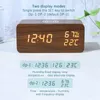 Wall Clocks Digital Alarm Clock Temperature And Humidity LED Electronic Smartphone Wireless Charger (Brown)