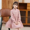 Vêtements ethniques Eau Style chinois Enfants Appel de l'année Vêtements pour enfants Costume Fille Robes rouges Chaud Rose Hiver Moderne Hanfu Pipao