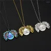 Porte-clés 2024 You Are My Sunshine Médaillon ouvert Tournesol Or Couleur Coloré Pendentif Collier Femmes Bijoux Cadeau