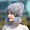 شتاء القبعة الفراء الشتوية للنساء مينك فور الأذن دافئة غطاء بينز الحلزوني مع فور الثعلب في أعلى 240131