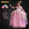 Girl Dresses Girls Unicorn Dress Kids Floral Communion Ball Gown Floor Length Children's Evening Party Long Tulle Tiered Tutu