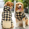 Hundebekleidung Winter Warme Haustierkleidung Plaiddruck Großer Mantel Outfit für große Hunde Labrador Hoodies Pullover Gold Retriever Kleidung