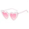 Okulary przeciwsłoneczne duże perły w kształcie serca Uv400 urocze moda miłosne okulary dla kobiet