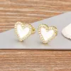 New Korean Engagement Enamel Cute Heart Stud 14k Yellow Gold Earrings for Women Girls White/Black Color Summer Wedding Jewelry Gifts