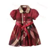 Baby Girl Dress Designer Clothes Dress Summer Girls Sleeveless Cotton Baby Kids Big Plaid Bow Dress