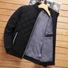 Herrjackor 2024 varumärke Slim fit Coat Autumn Winter Bomber Jacket Men diamantmönster fleece fodrade casual modekläder