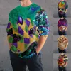 Herr t-skjortor mardi gras t-shirts för mencarnival lyxig digital 3d tryck tee långärmad crewneck lös skjorta stilig streetwear man