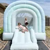 Mini Rainbow Inflatable Bounce House Blow Up PVC Castle With Side For Kids Party 240127
