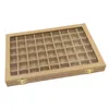 54 Mini Grids Clear Glass Lid Jewelry Tray Box Showcase Display Storage for Home Shop Counter Organizer Ring display box glasses M266P