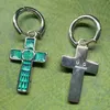 Örhängen designer för kvinnor 925 Sterling Silver Emerald Cross Jesus Vintage Letter Earring Stud med presentförpackning för gåva smyckesfest